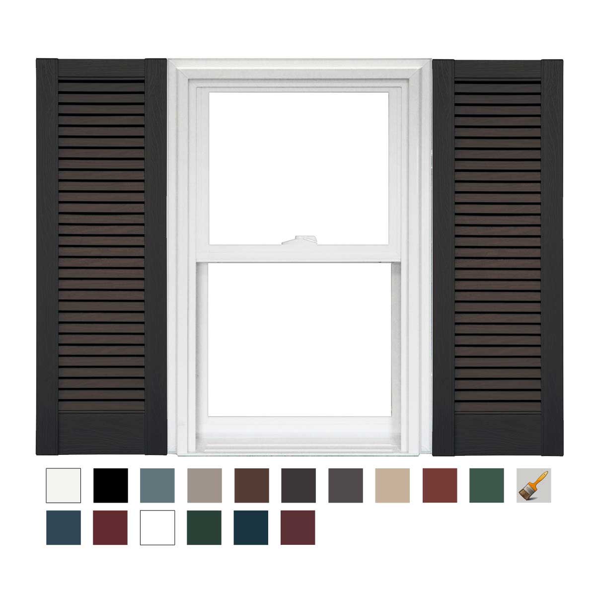 Mid America Custom 9-1/4 Inch Straight Top All Louver Vinyl Shutters (1 Pair)