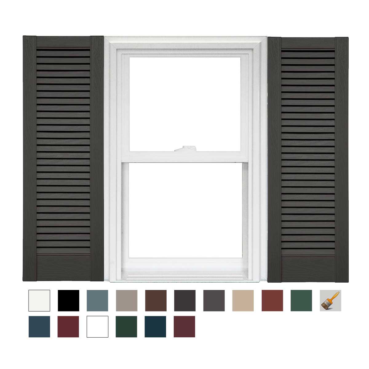 Mid America Custom 12 Inch Straight Top All Louver Vinyl Shutters (1 Pair)