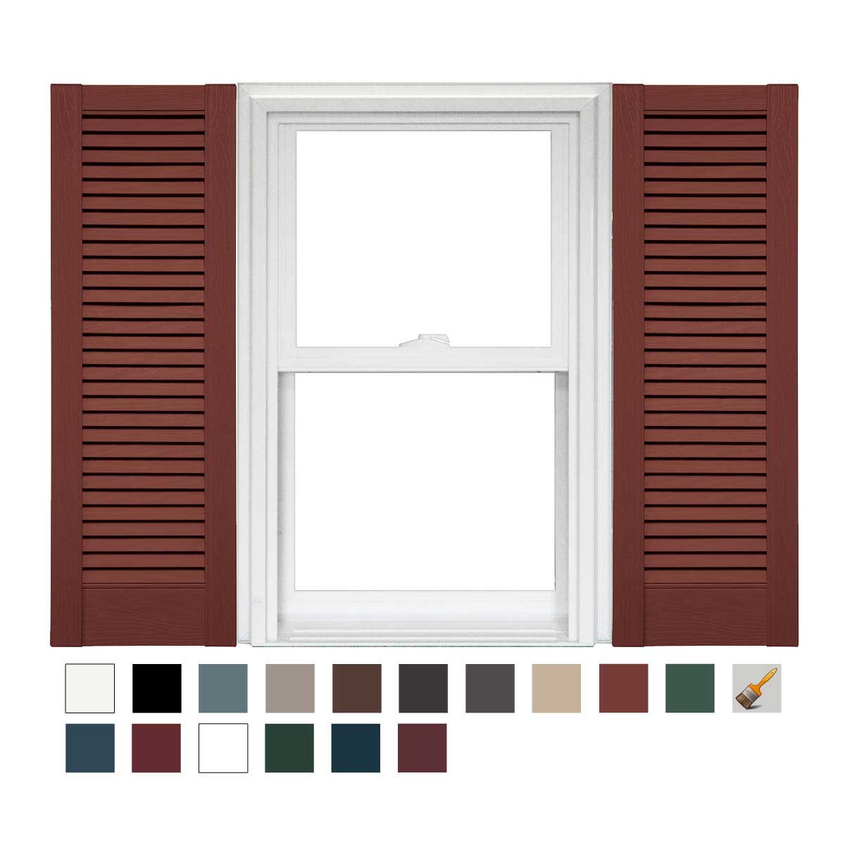 Mid America Custom 16-1/2 Inch Straight Top All Louver Vinyl Shutters (1 Pair)