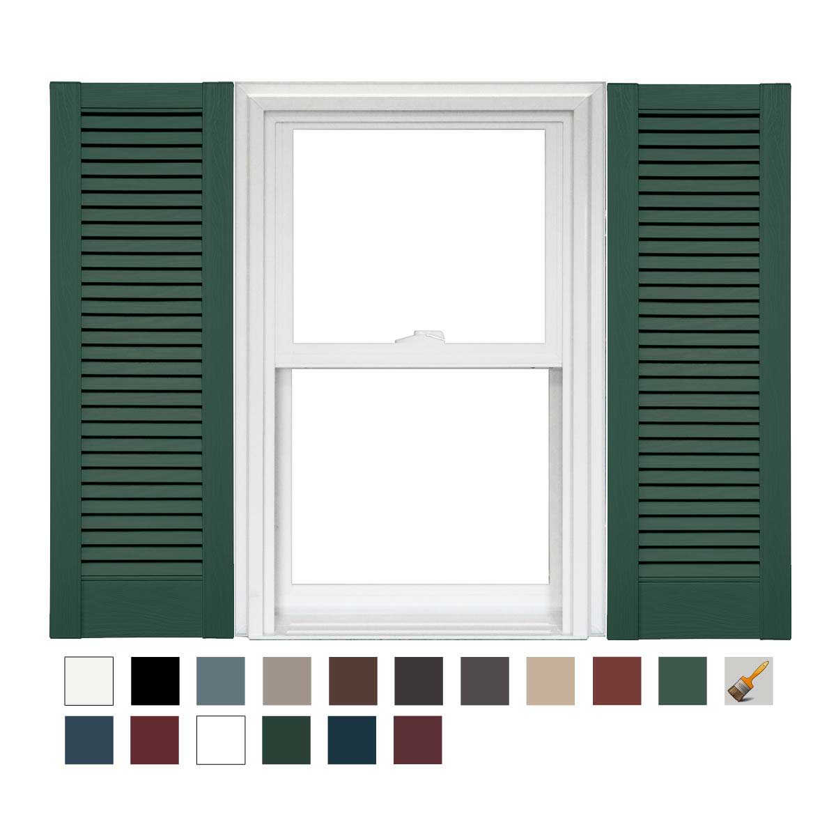 Mid America Custom 18 Inch Straight Top All Louver Vinyl Shutters (1 Pair)