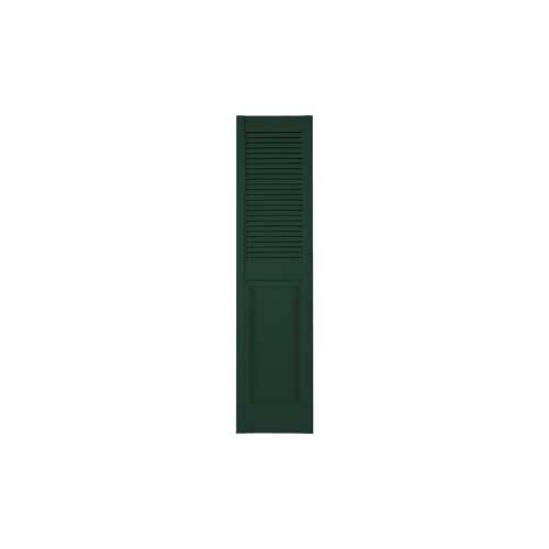 Mid America Custom 14-1/2 Inch Straight Top Louver & Panel Combination Vinyl Shutters (1 Pair)